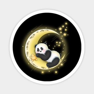 Panda Sleeping On Moon Magnet